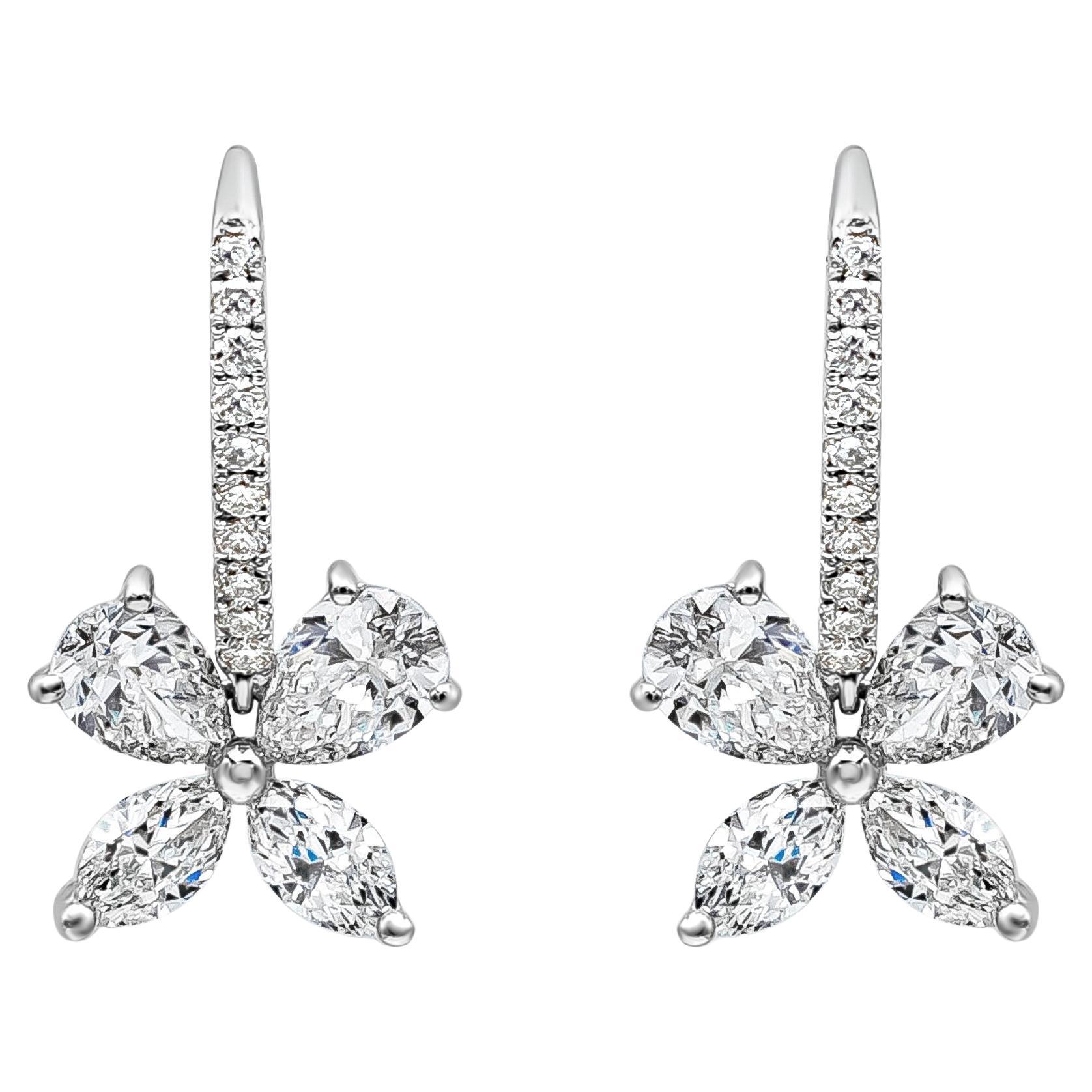 Roman Malakov, boucles d'oreilles en goutte à la mode avec diamants de forme mixte de 2,06 carats au total