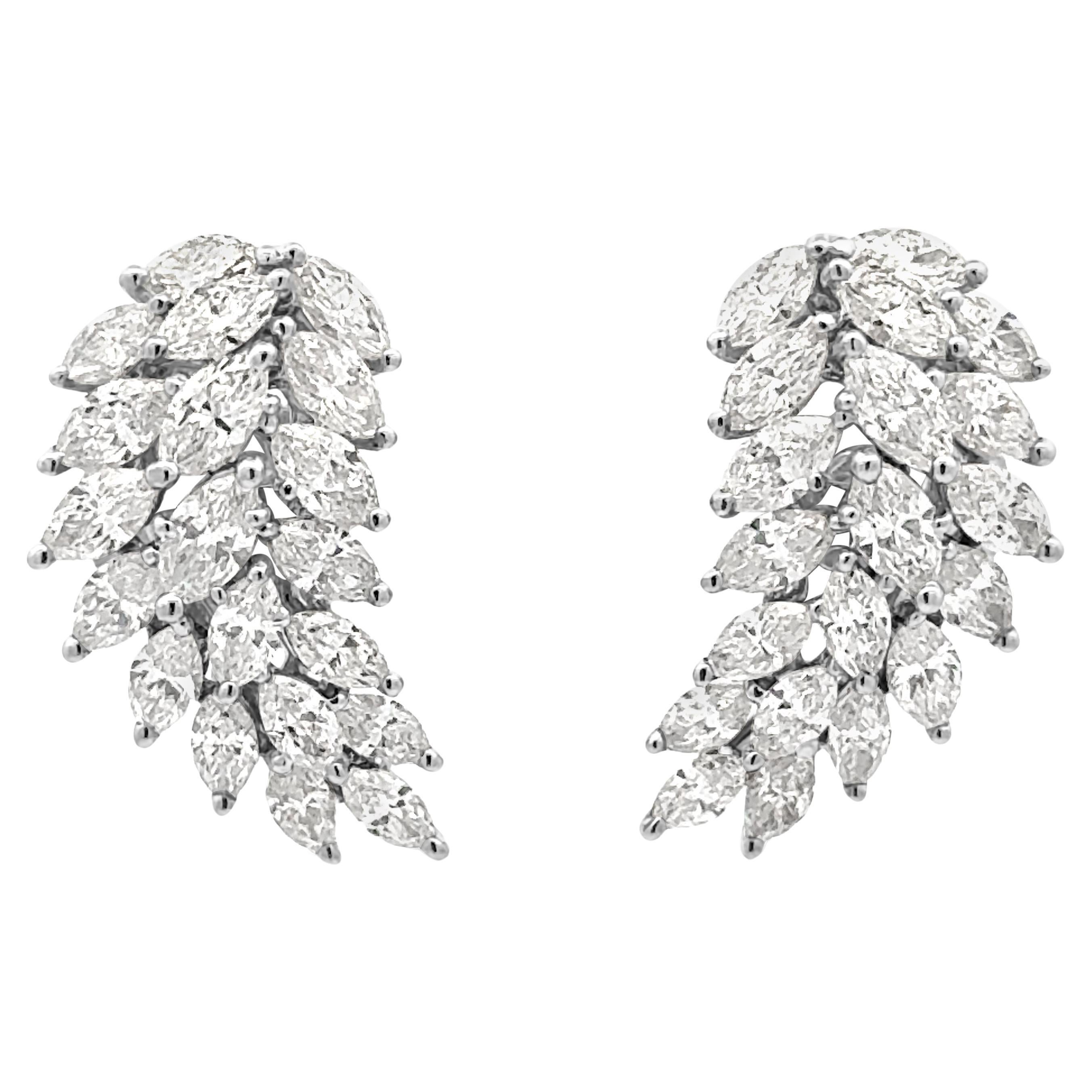 Contemporary Roman Malakov 2.08 Carats Total Marquise Cut Diamond Crawler Stud Earrings