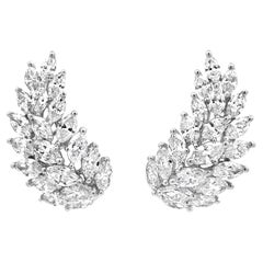 Roman Malakov 2.08 Carats Total Marquise Cut Diamond Crawler Stud Earrings