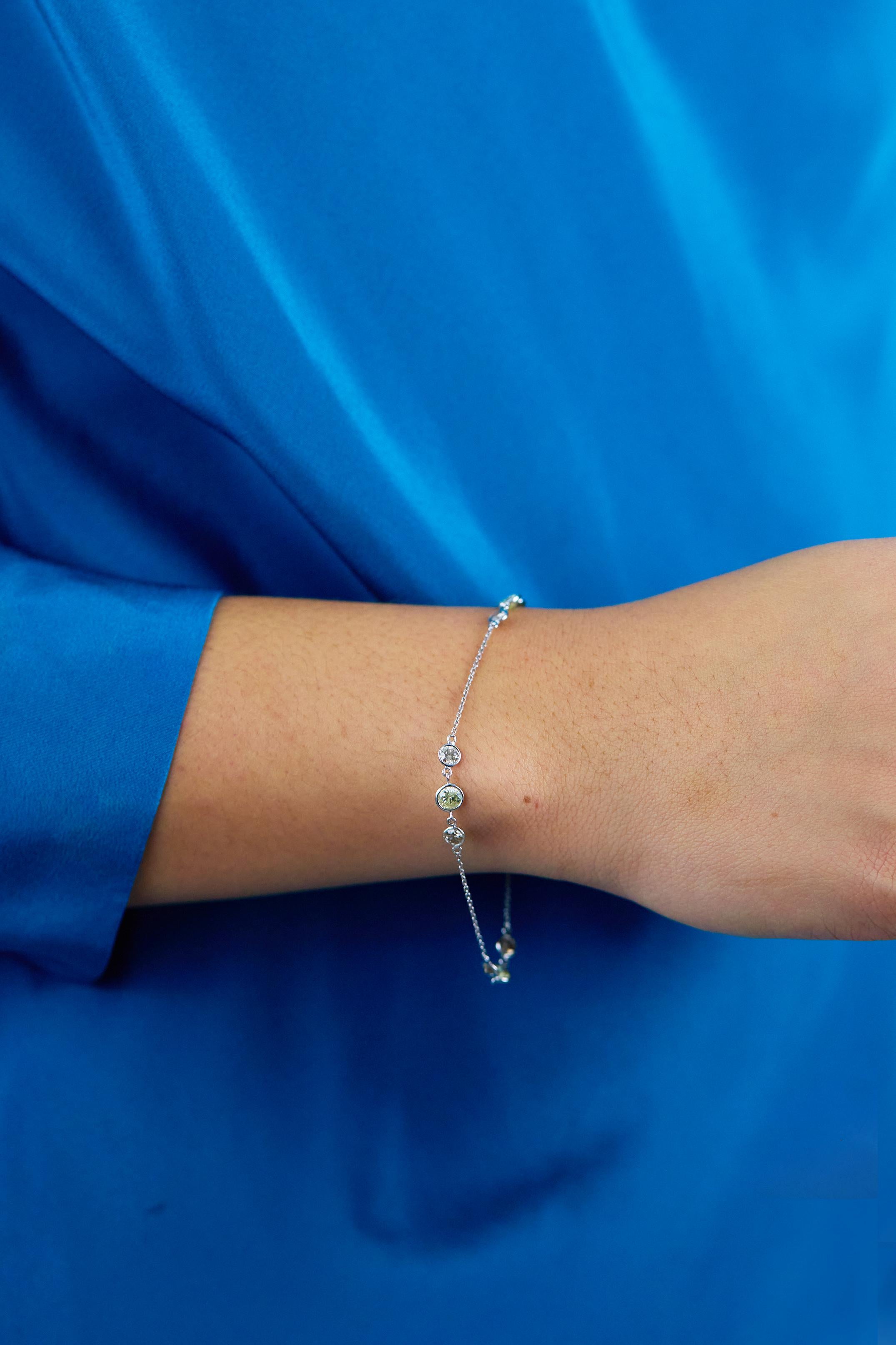 da uomo o donna Roman Malakov Diamonds Bracciale con diamanti marroni e gialli da 2,08 carati totali a taglio rotondo in vendita
