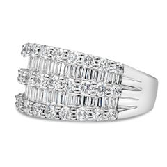 Roman Malakov 2.13 Carat Total Baguette & Round Diamond Wide Fashion Ring