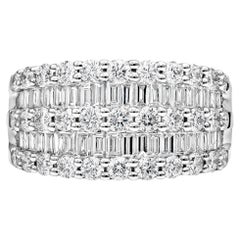 Roman Malakov 2.13 Carats Total Baguette and Round Diamond Wide Fashion Ring