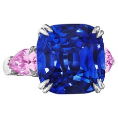 Roman Malakov 21.37 Carats Cushion Cut Sapphire & Pink Sapphire Platinum Ring
