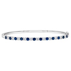 Roman Malakov 2.17 Carats Alternating Blue Sapphire and Diamond Bangle Bracelet