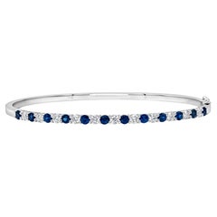 Roman Malakov 2.17 Carats Alternating Blue Sapphire and Diamond Bangle Bracelet