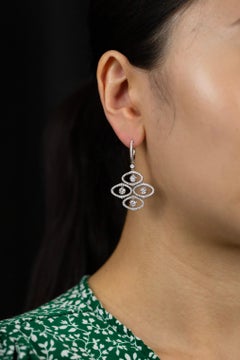 Roman Malakov 2.21 Carats Total Round Cut Diamond Open-Work Dangle Earrings