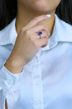 Roman Malakov 2.22 Carats Emerald Cut Blue Sapphire & Diamond Engagement Ring