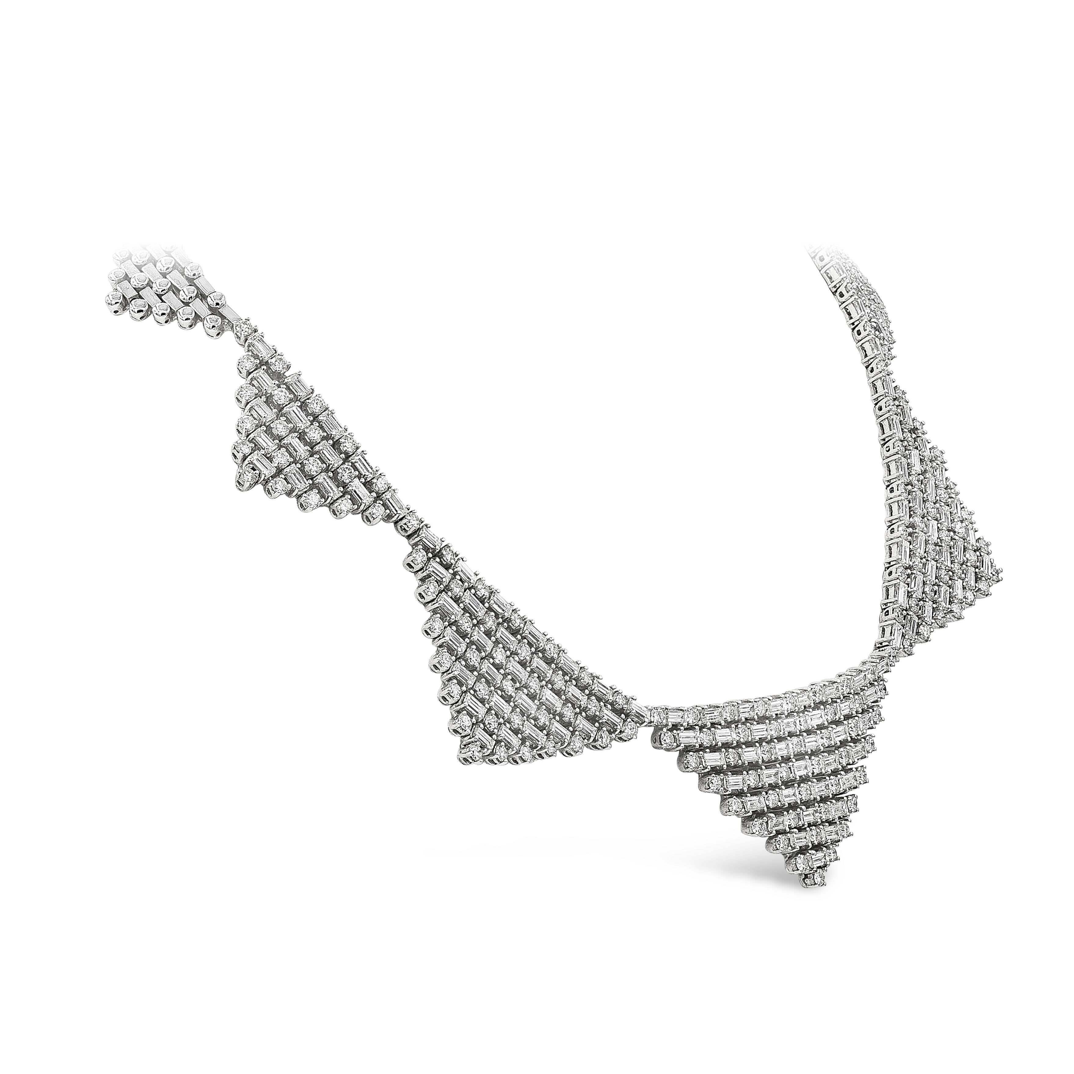 Women's Roman Malakov 22.33 Carats Total Round and Baguette Cut Diamond Fashion Necklace For Sale