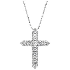 Roman Malakov 6.75 Carat Round Diamond Cross Pendant Necklace For Sale ...