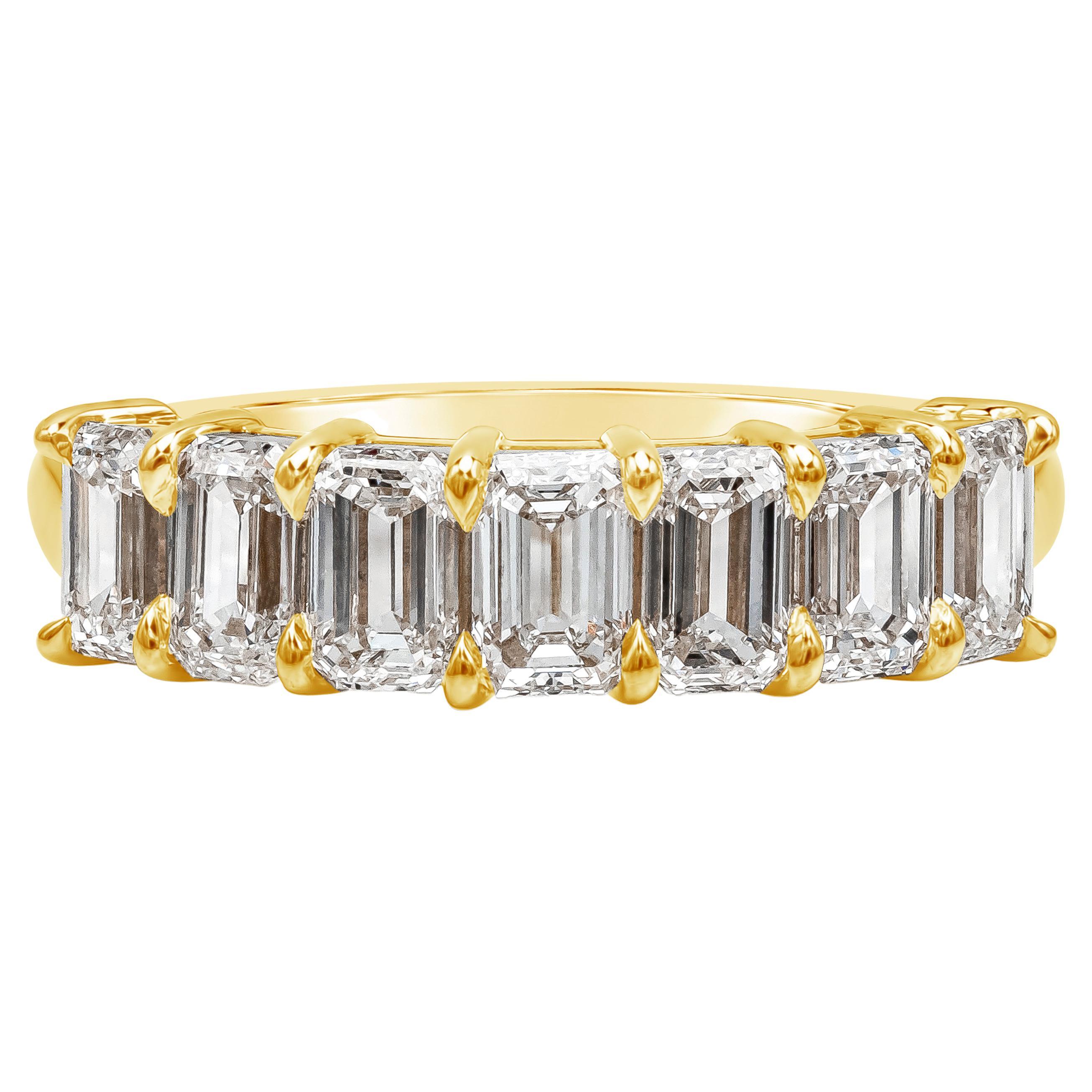 Roman Malakov 2.25 Carats Total Emerald Cut Diamond Seven-Stone Wedding Band For Sale