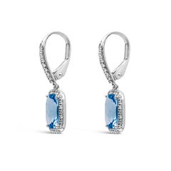 Roman Malakov 2.25 Carats Total Cushion Cut Aquamarine Dangle Earrings