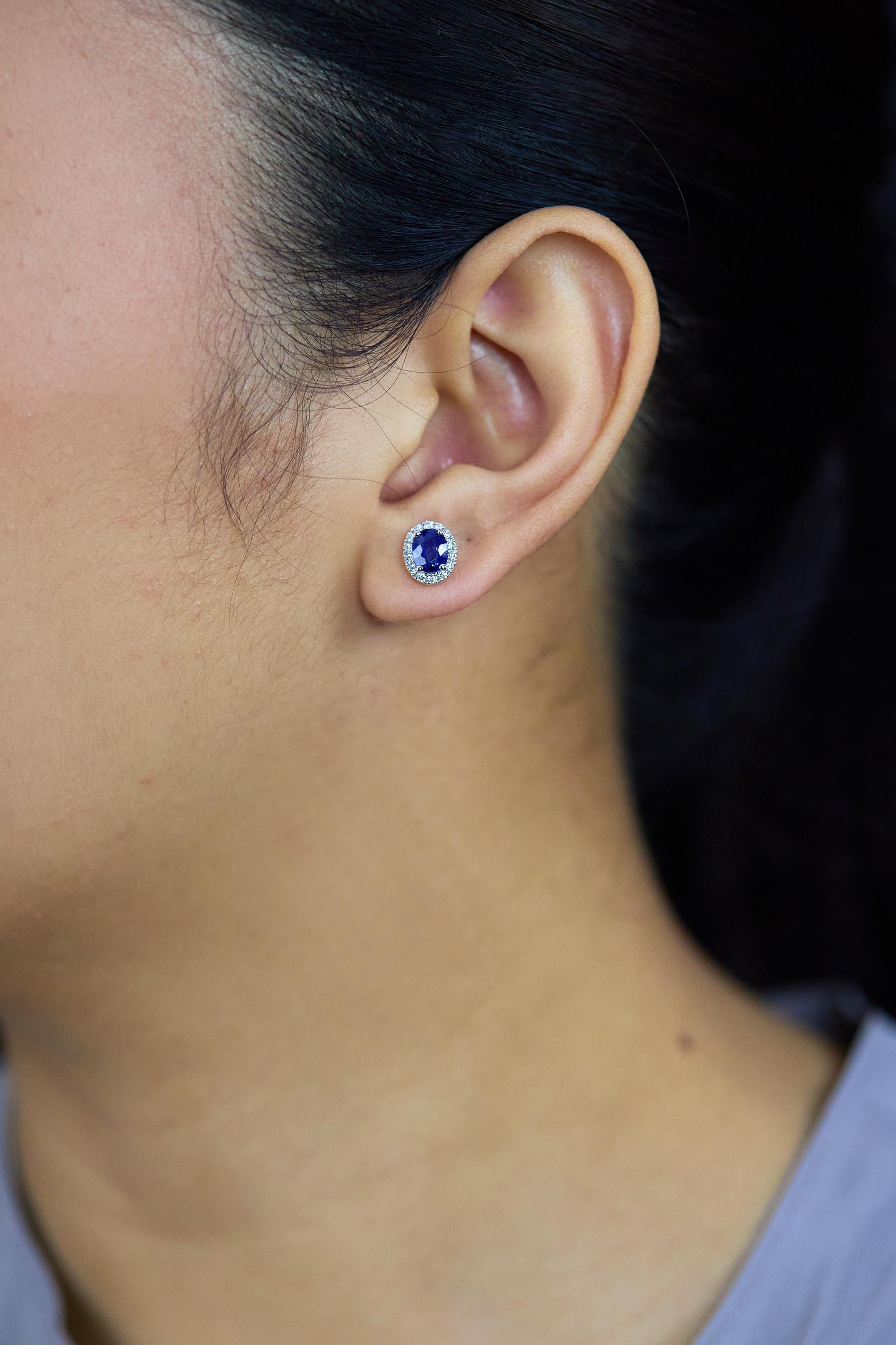 Roman Malakov, clous d'oreilles avec saphirs de taille ovale et diamants de 2,25 carats au total Neuf - En vente à New York, NY