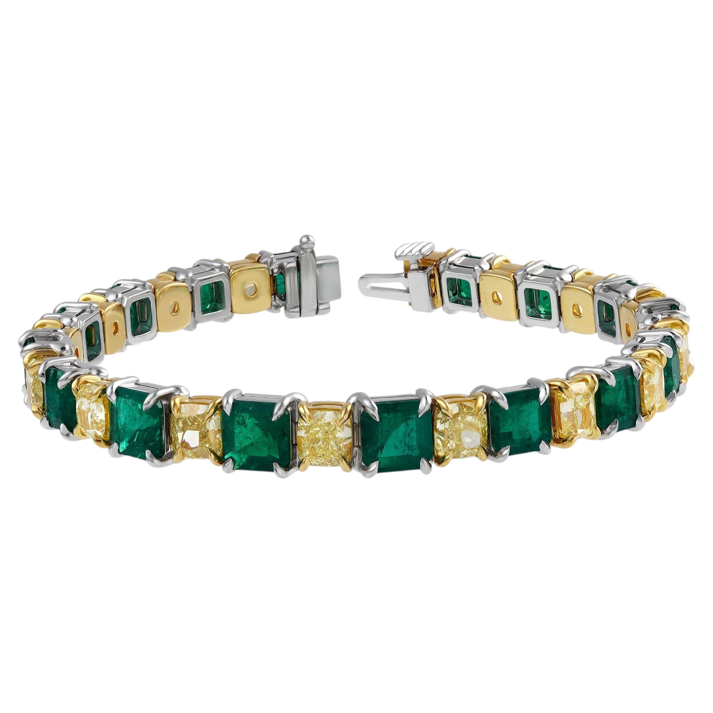 Roman Malakov Bracciale tennis con smeraldo e diamanti da 22,52 carati totali in vendita