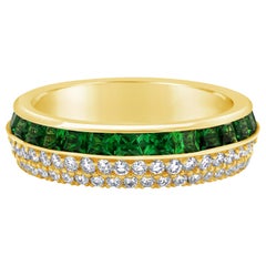 Roman Malakov 2.26 Carat Tsavorite and Diamond Two-Row Eternity Wedding Band