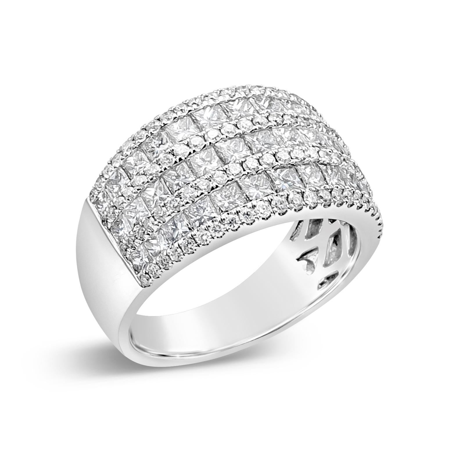 Roman Malakov 2.27 Carat Total Princess Cut Diamonds Triple Rows Fashion Ring For Sale 1