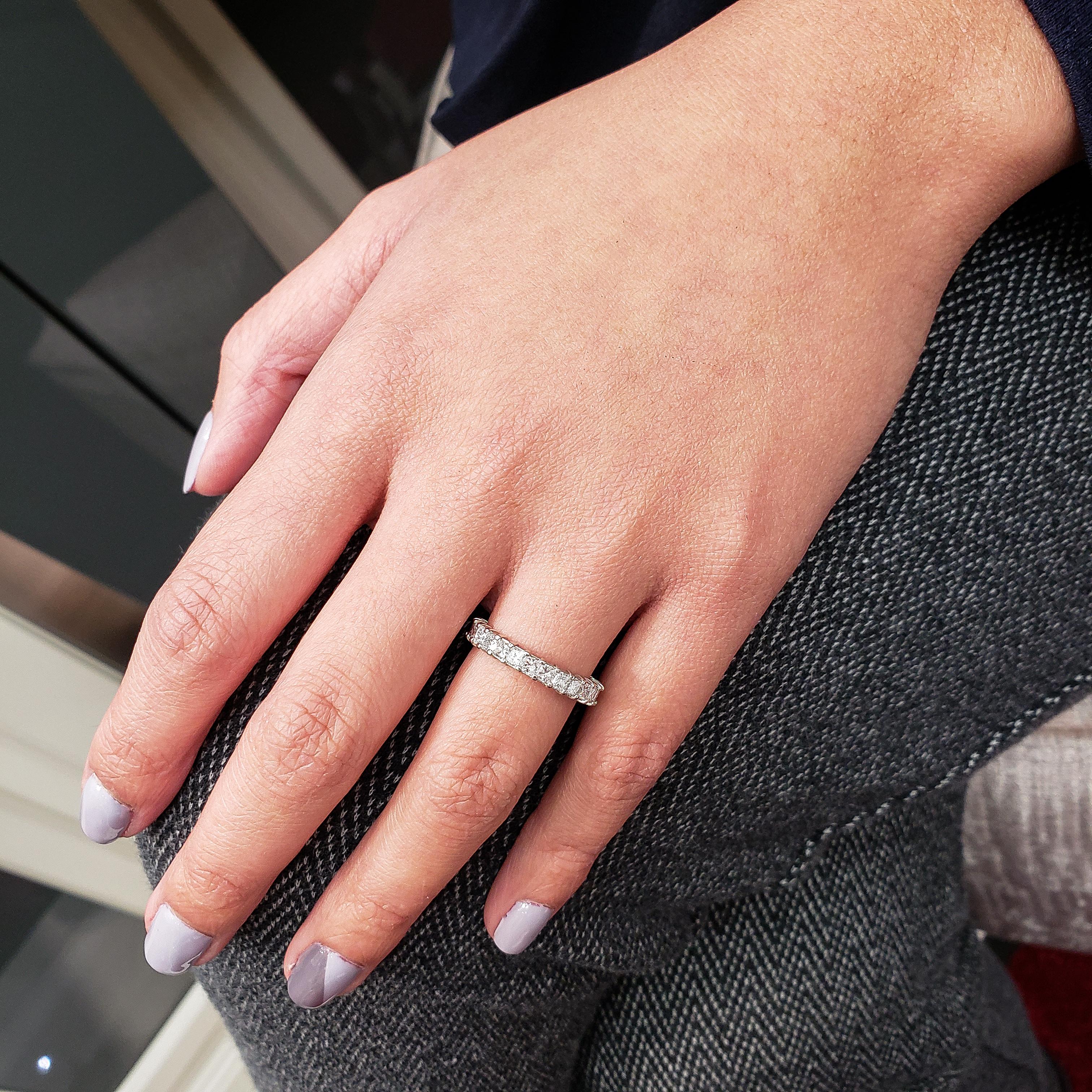 Women's Roman Malakov 2.30 Carat Total Princess Cut Diamond Eternity Wedding Band Ring For Sale