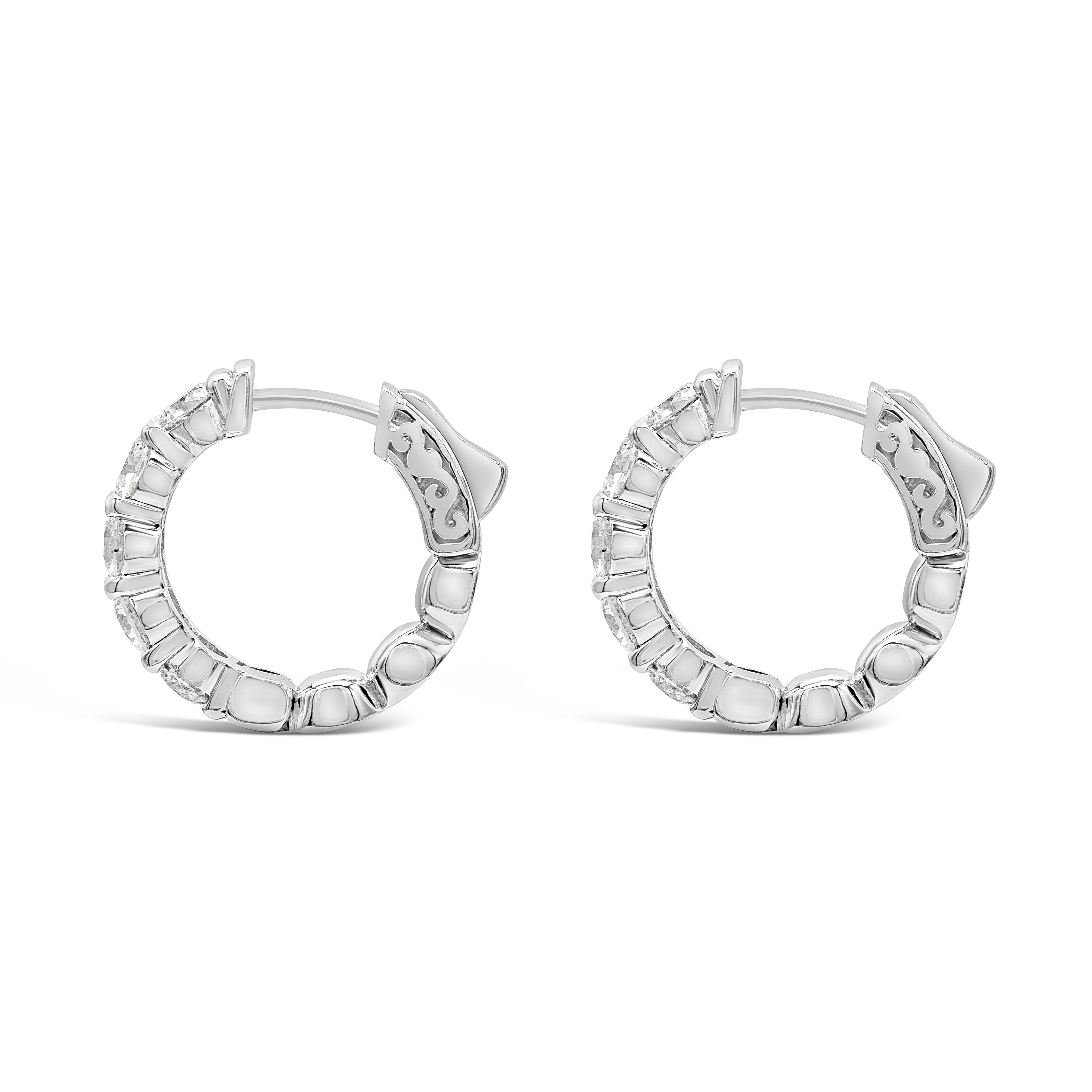 Contemporary Roman Malakov 2.30 Carats Total Brilliant Round Shape Diamond Hoop Earrings For Sale