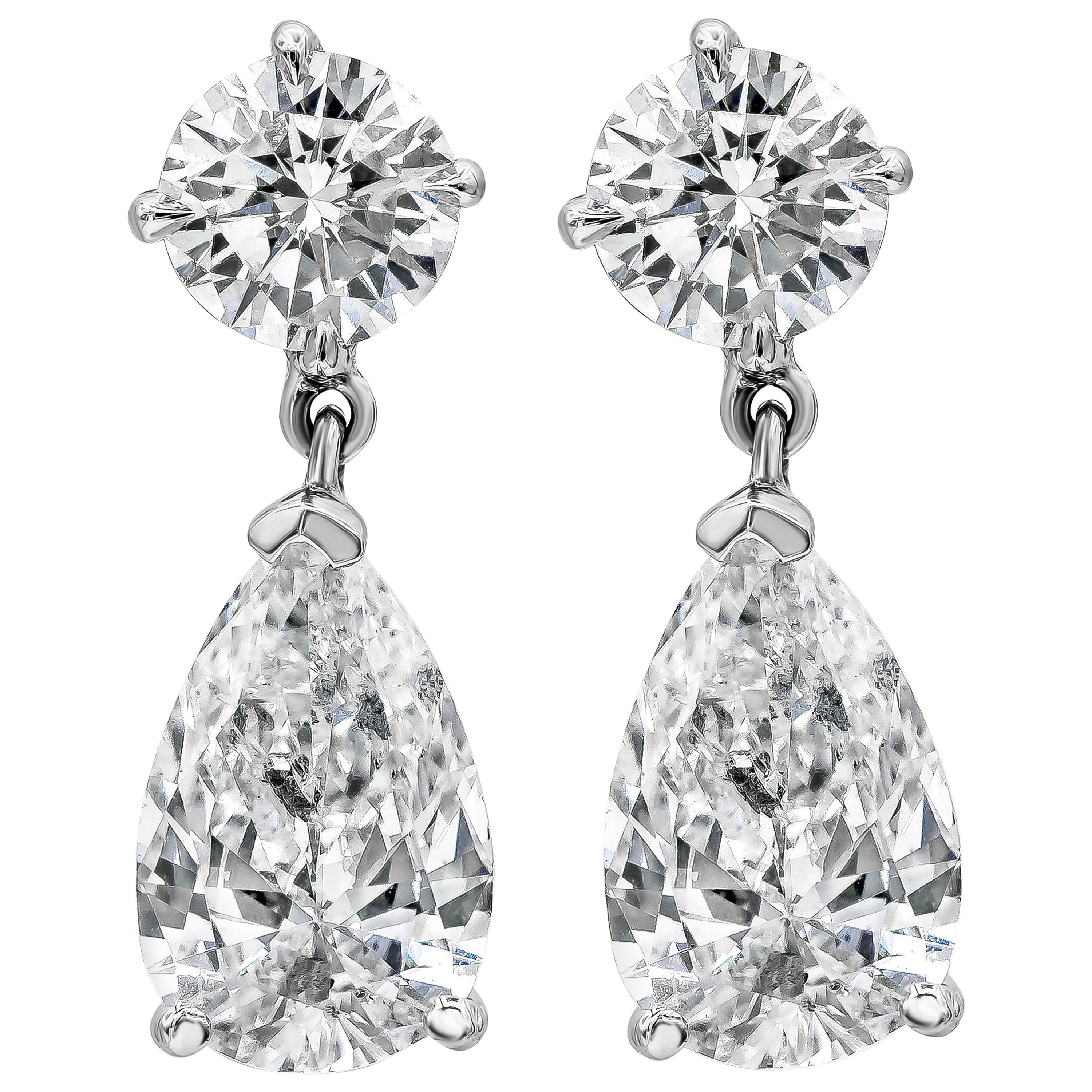 Roman Malakov 2.31 Carat Pear Shape Diamond Dangle Drop Earrings
