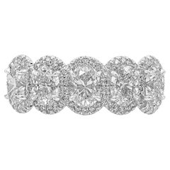 Roman Malakov Alianza de boda con halo de cinco piedras y diamantes talla oval de 2,36 quilates en total