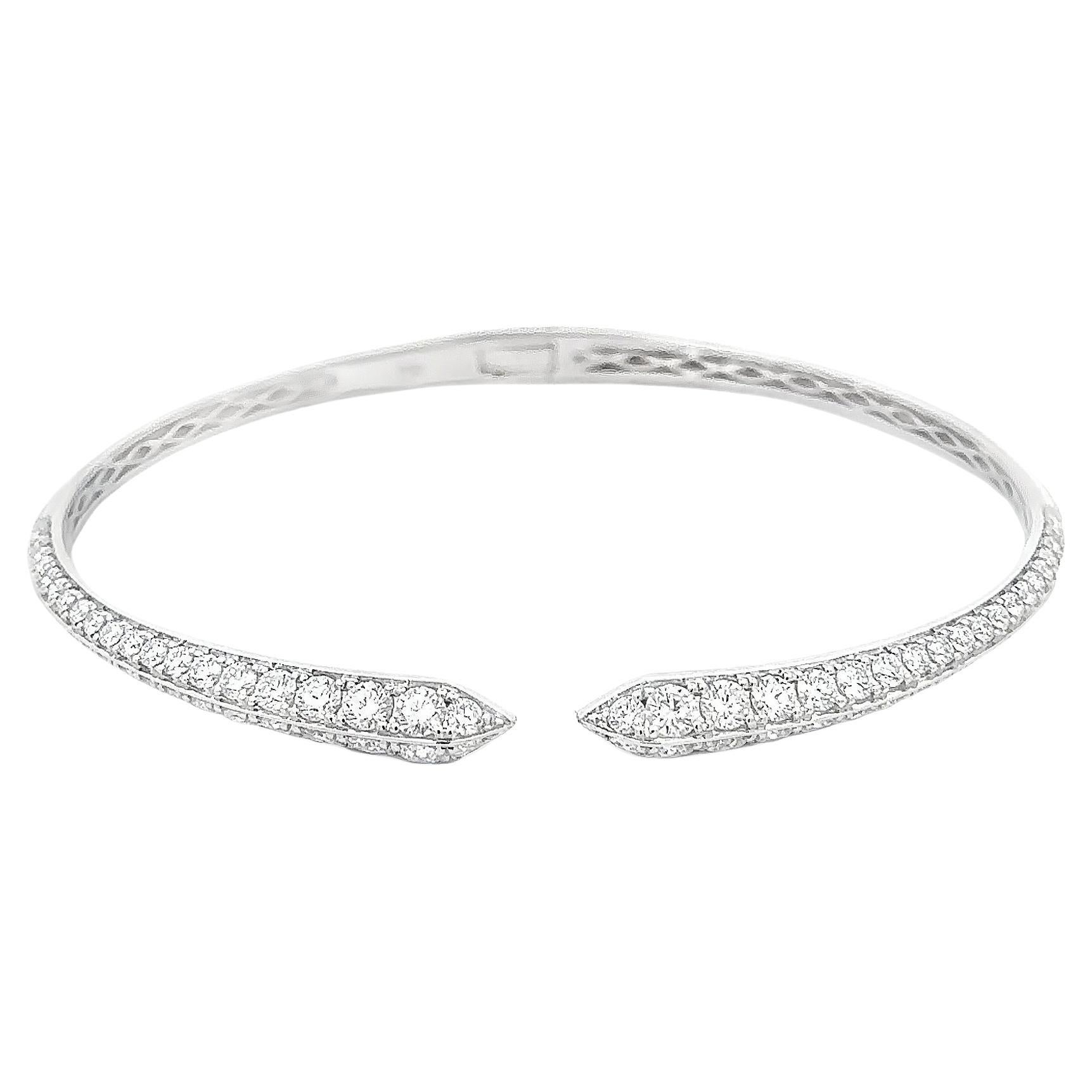 Roman Malakov Manschettenarmband mit 2,36 Karat rundem Diamanten im Brillantschliff