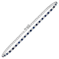 Roman Malakov 2.38 Carat Alternating Blue Sapphire 
Diamond Tennis Bracelet