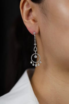 Roman Malakov 2.38 Carat Total Pear & Round Cut Diamond Open-Work Drop Earrings