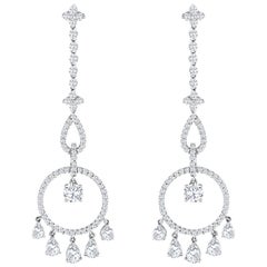 Roman Malakov Diamonds Boucles d'oreilles pendantes ajourées, poire et diamant rond, 2,38 carats au total