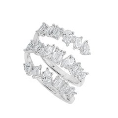 Roman Malakov 2.39 Carats Pear & Baguette Diamond Wrap White Gold Fashion Ring
