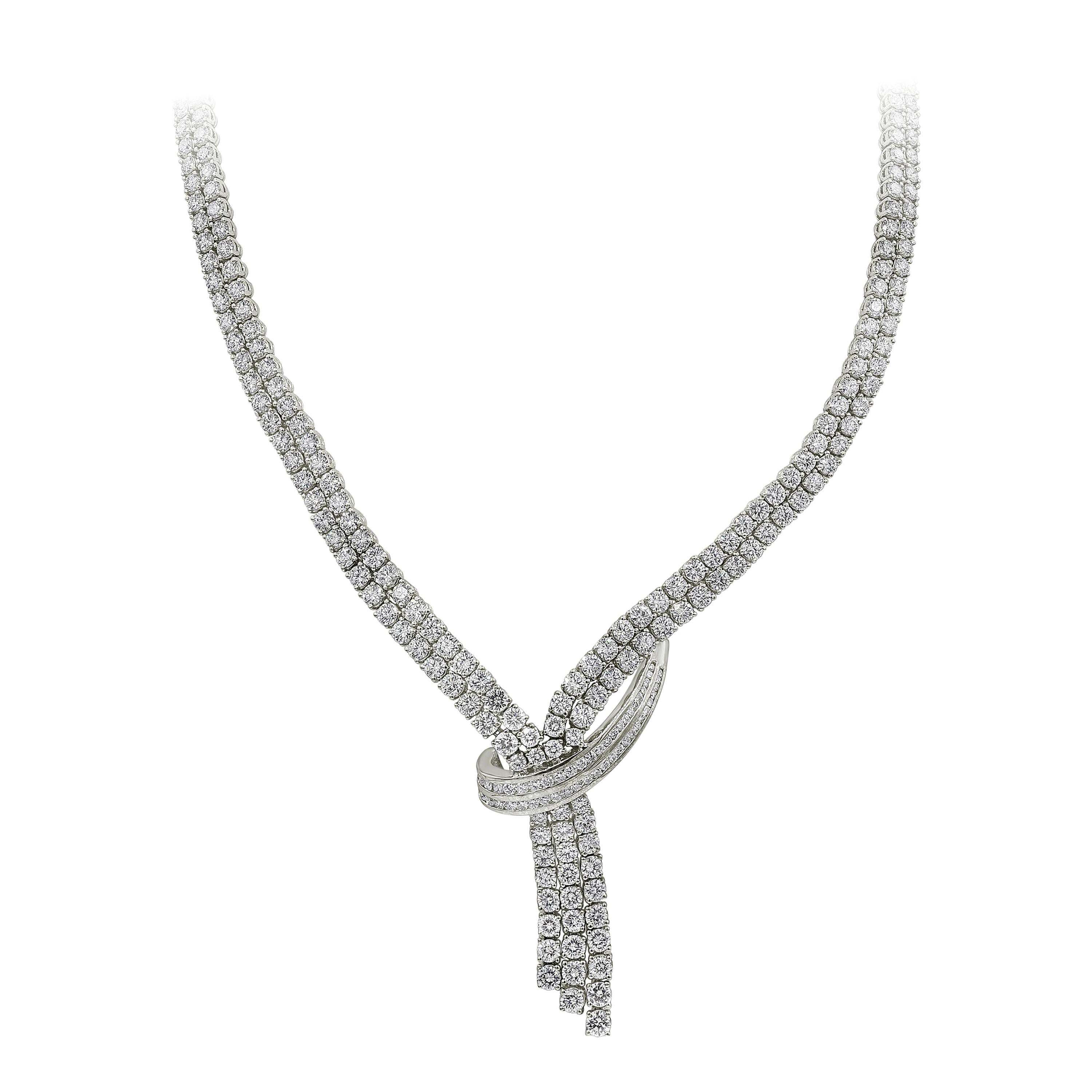 Roman Malakov 24.28 Carat Round Diamond Drop Necklace
