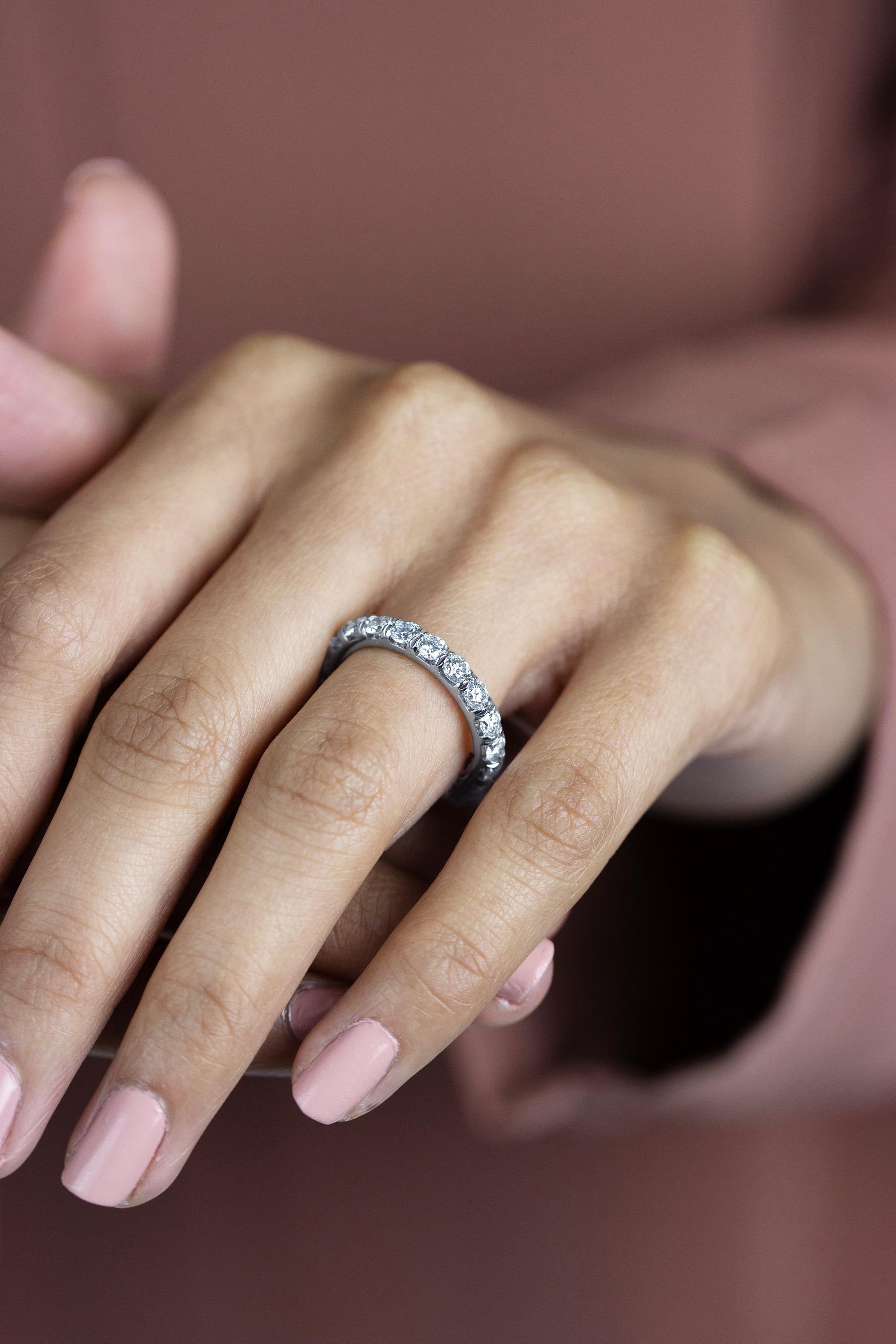 Contemporary Roman Malakov 2.45 Carats Total Round Brilliant Diamond Eternity Wedding Band For Sale