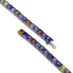 Roman Malakov 24.78 Carat Princess Cut Multi-Color Sapphire Tennis Bracelet