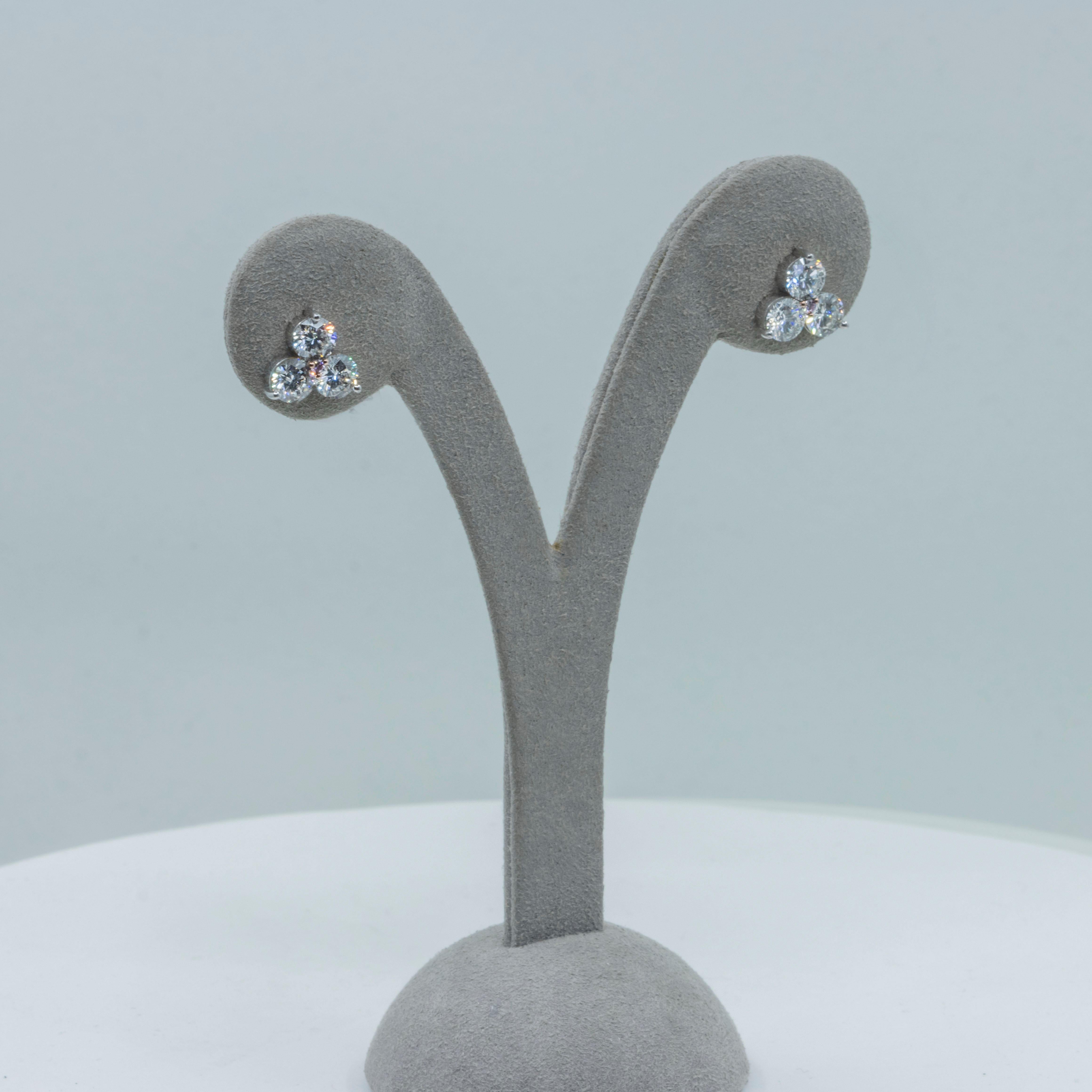 Round Cut Roman Malakov 2.51 Carat Round Diamond Cluster Stud Earrings
