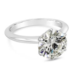 Anillo de compromiso solitario con diamante de talla brillante redondo certificado por GIA de 2.51 quilates