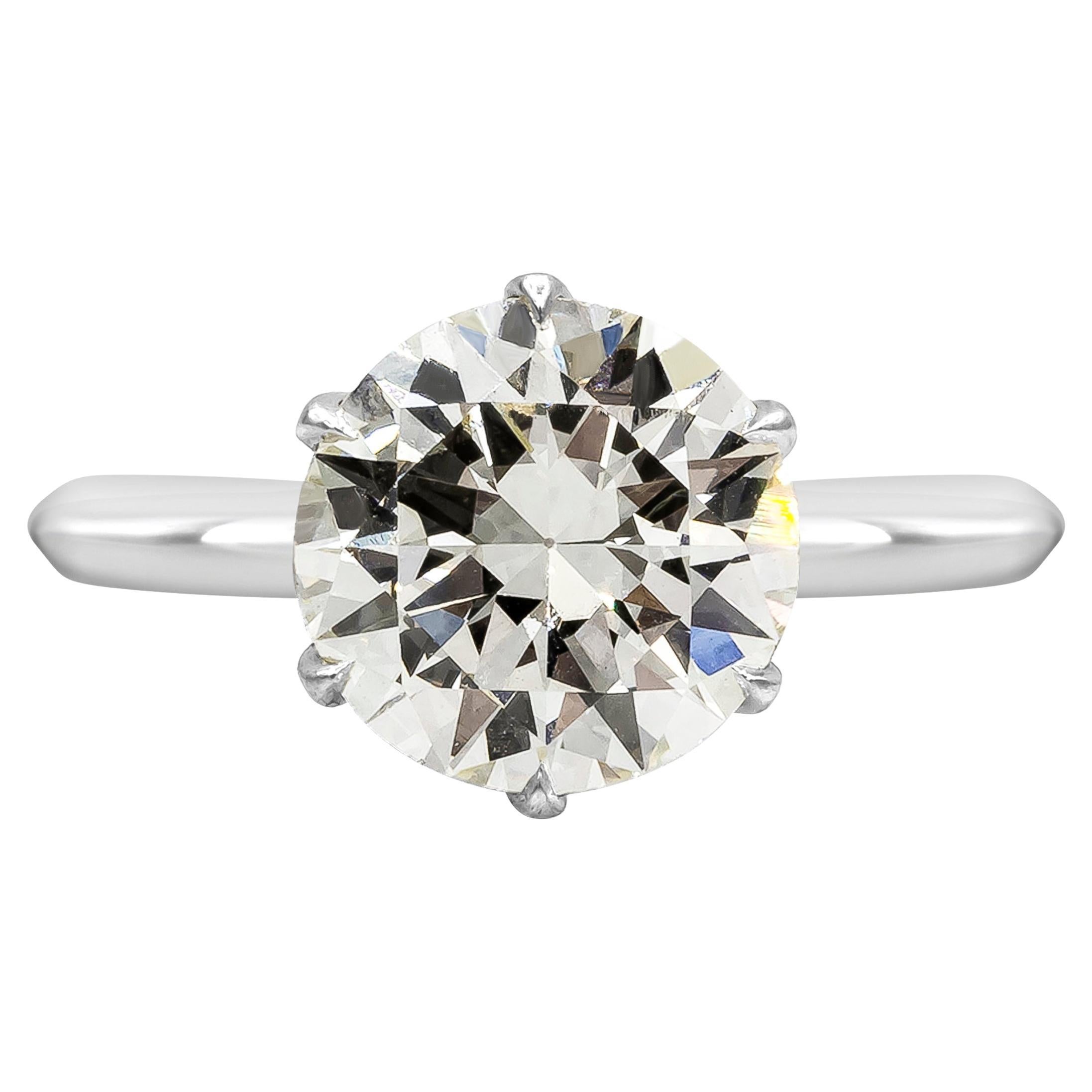 Bague de fiançailles solitaire en diamant taille ronde brillant de 2.51 carats certifié GIA