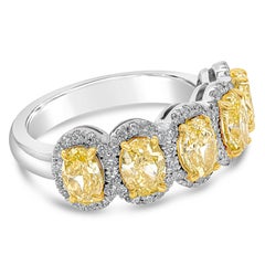 Roman Malakov 2.51 Carats Oval Cut Intense Yellow Diamond Five-Stone Band