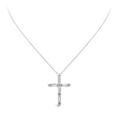 Roman Malakov 2.53 Carats Total Mixed-Cut Diamond Cross Pendant Necklace
