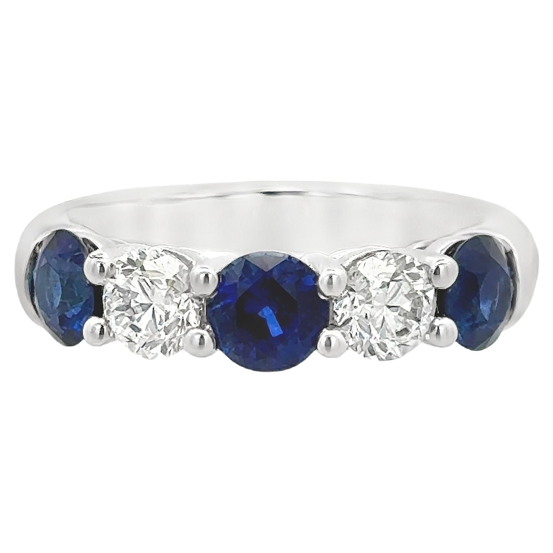 Roman Malakov 2.56 Carats Total Round Cut Sapphire & Diamond Five-Stone Ring