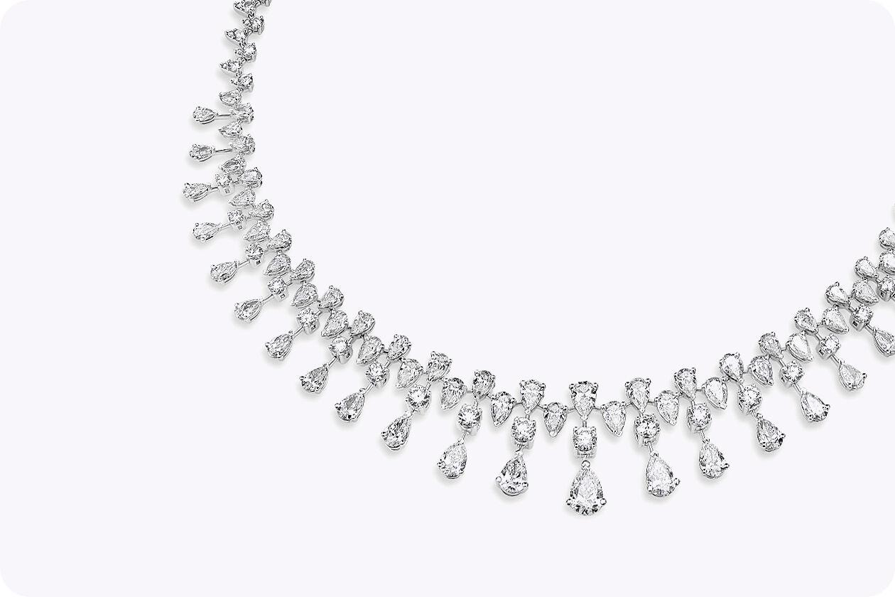 Roman Malakov 25.60 Carats Total Mixed Cut Graduating Diamonds Necklace For Sale 2