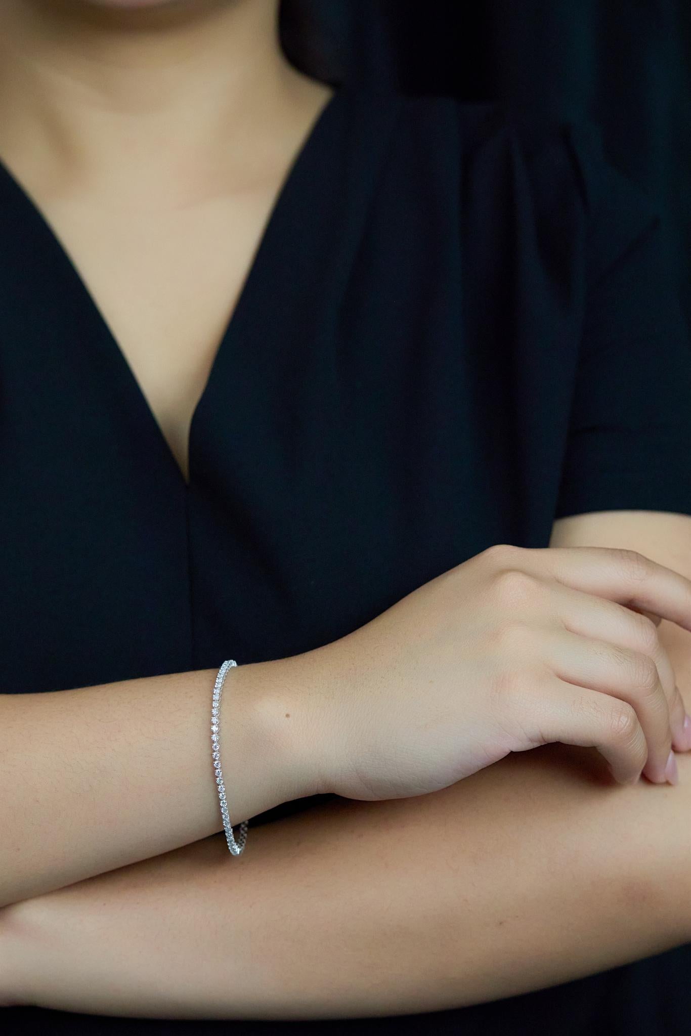 da uomo o donna Roman Malakov Diamonds Bracciale da tennis con diamanti rotondi taglio brillante da 2,57 carati in vendita