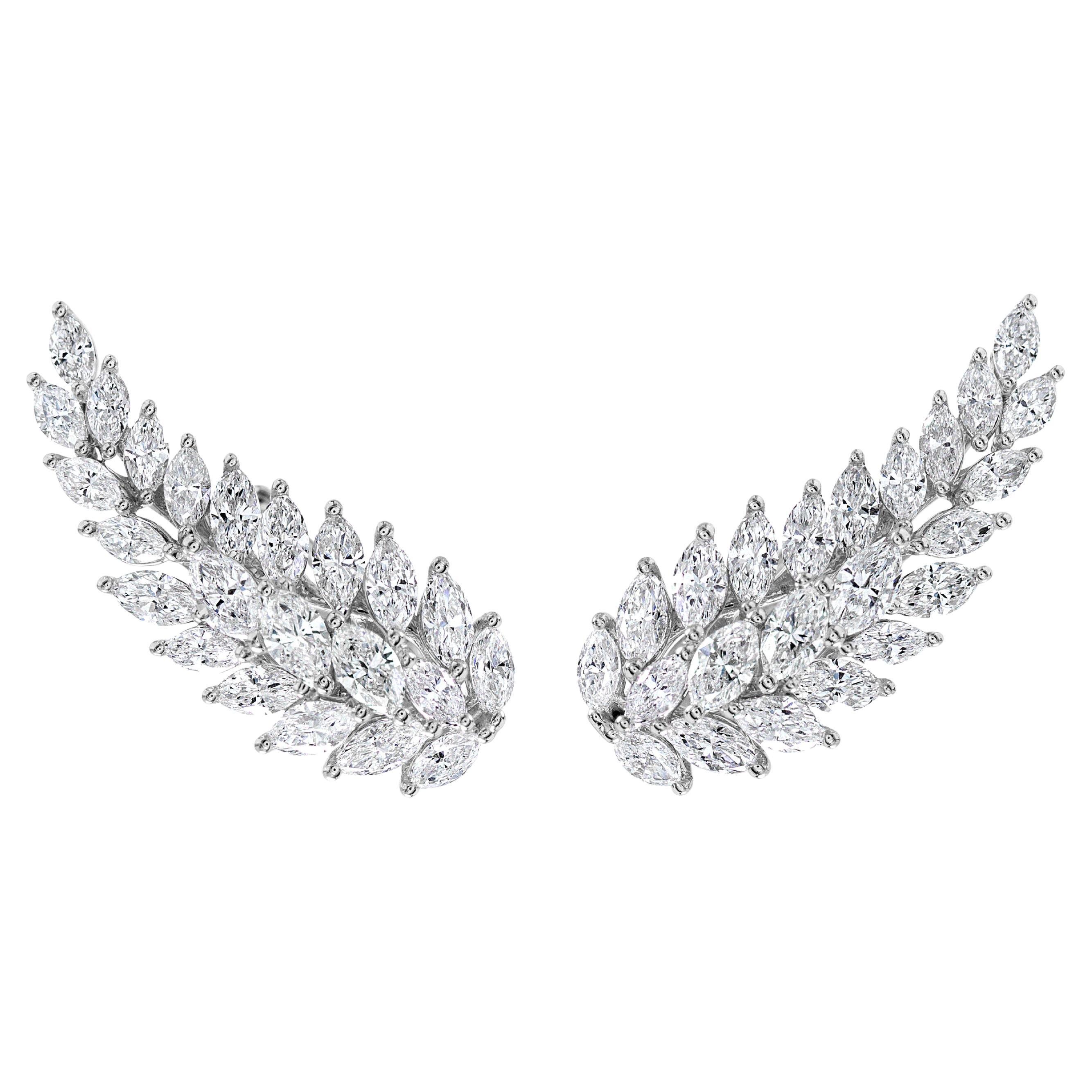 Roman Malakov 2.57 Carats Total Marquise Cut Diamond Wing Crawler Ohrringe
