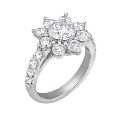 Roman Malakov 2.57 Carats Total Round Brilliant Cut Diamond Floral Ring