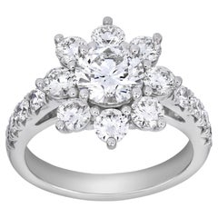 Roman Malakov 2.57 Carats Total Round Brilliant Cut Diamond Floral Ring