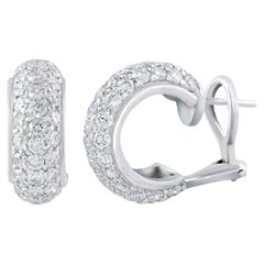 Roman Malakov 2.58 Carat Total Round Diamond Pave Huggie Hoop Earrings