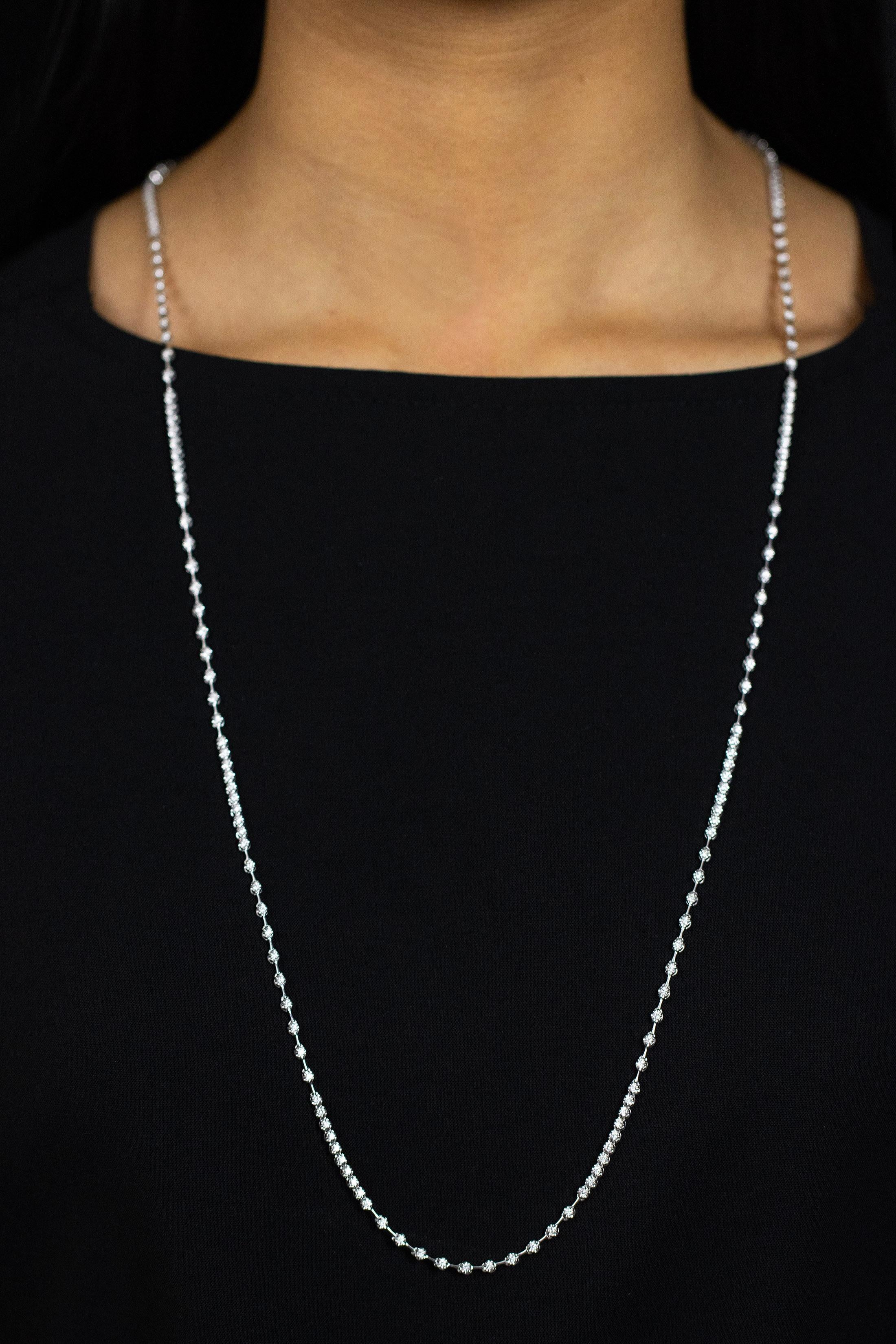 Roman Malakov 2,58 Karat Total Brillant Rund Diamant Lange Mode Halskette im Zustand „Neu“ im Angebot in New York, NY