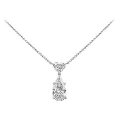 Roman Malakov 2.60 Carat Total Pear and Heart Shape Diamond Pendant Necklace