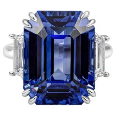 Roman Malakov Verlobungsring mit 26.14 Karat Saphir im Smaragdschliff und Diamant