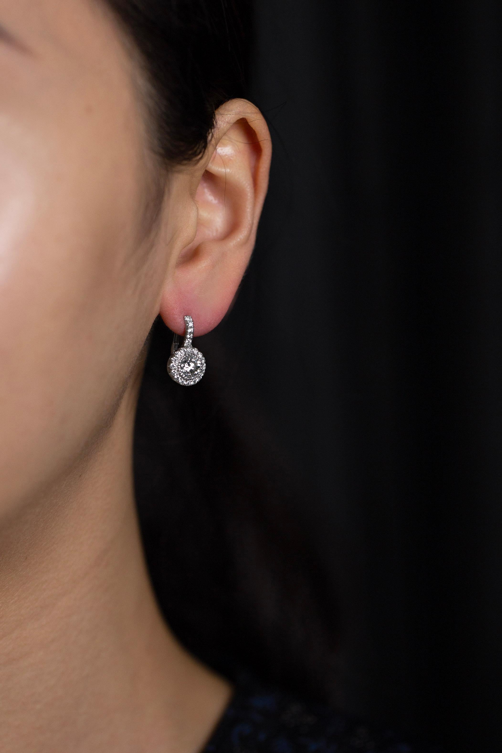 halo drop diamond earrings