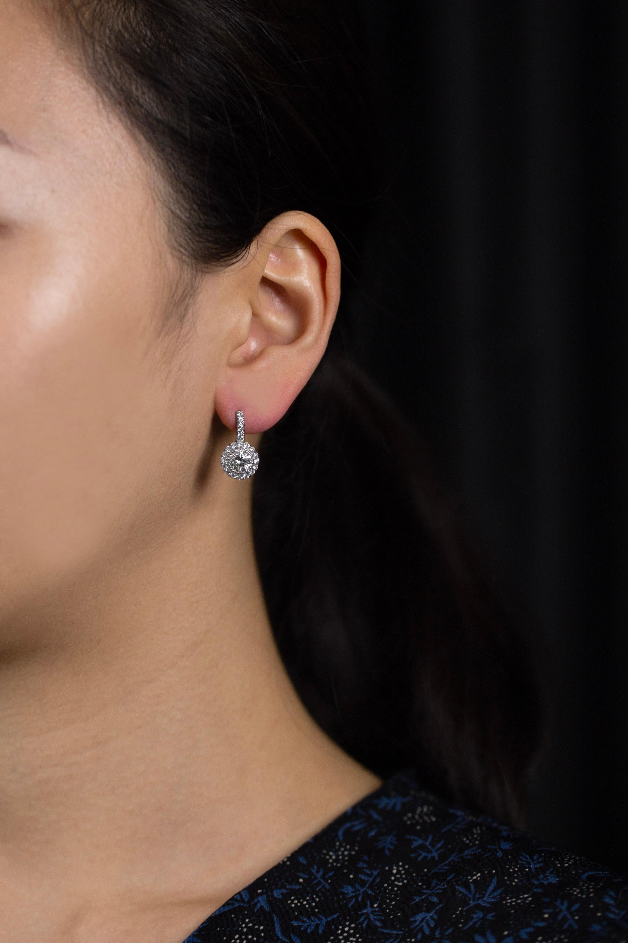diamond halo leverback earrings