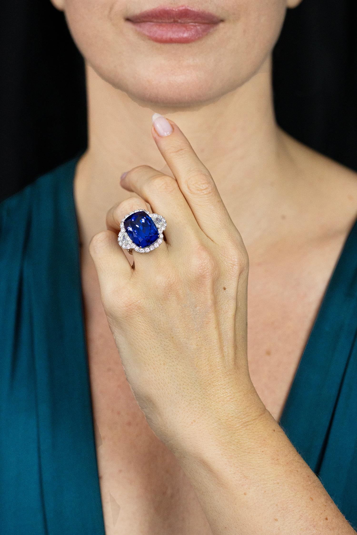 tanzanite cushion cut ring