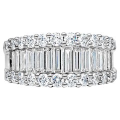 Roman Malakov 2.65 Carat Total Baguette and Round Diamond Wide Fashion Ring